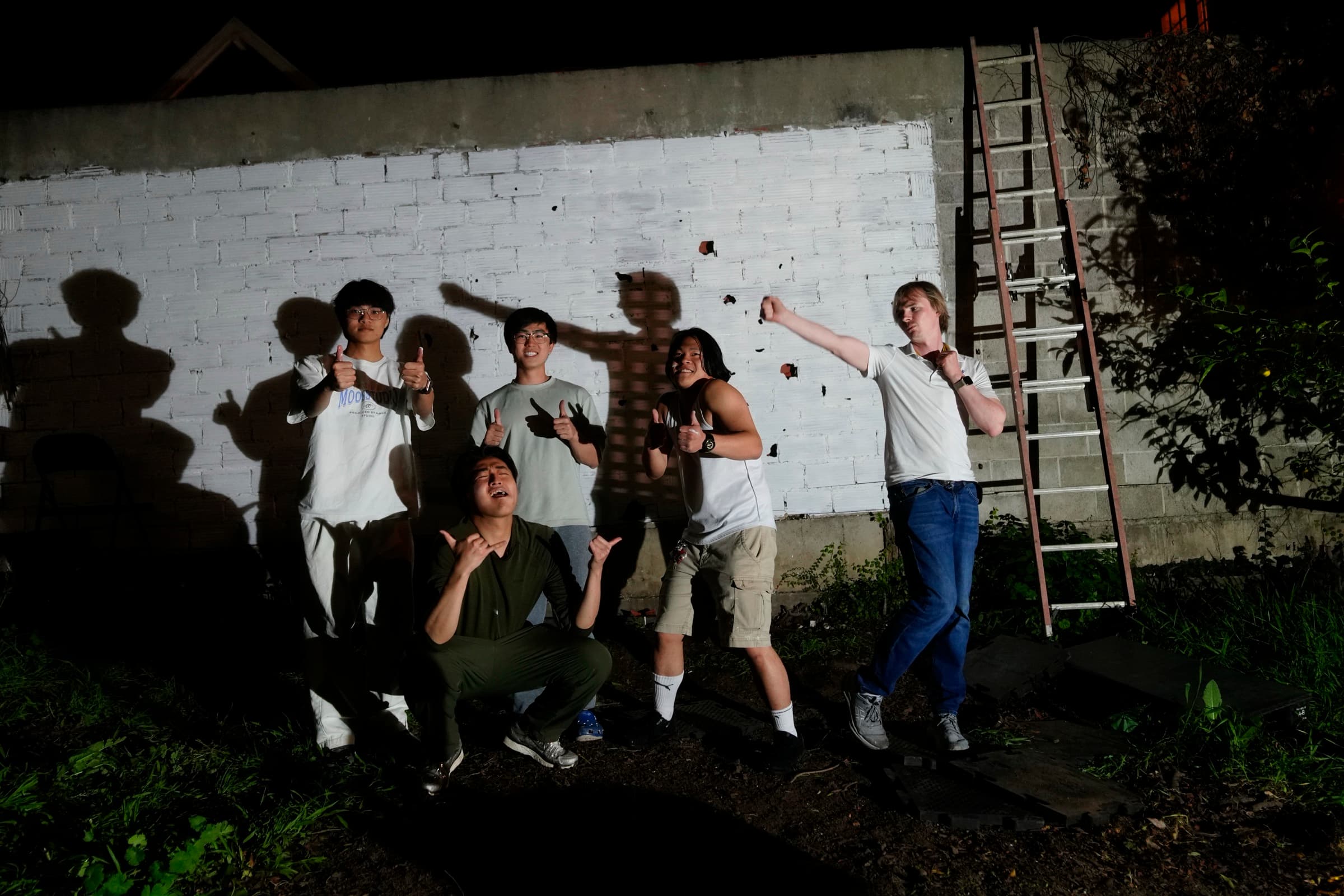 Nu Chapter members working together on an outdoor chapter project